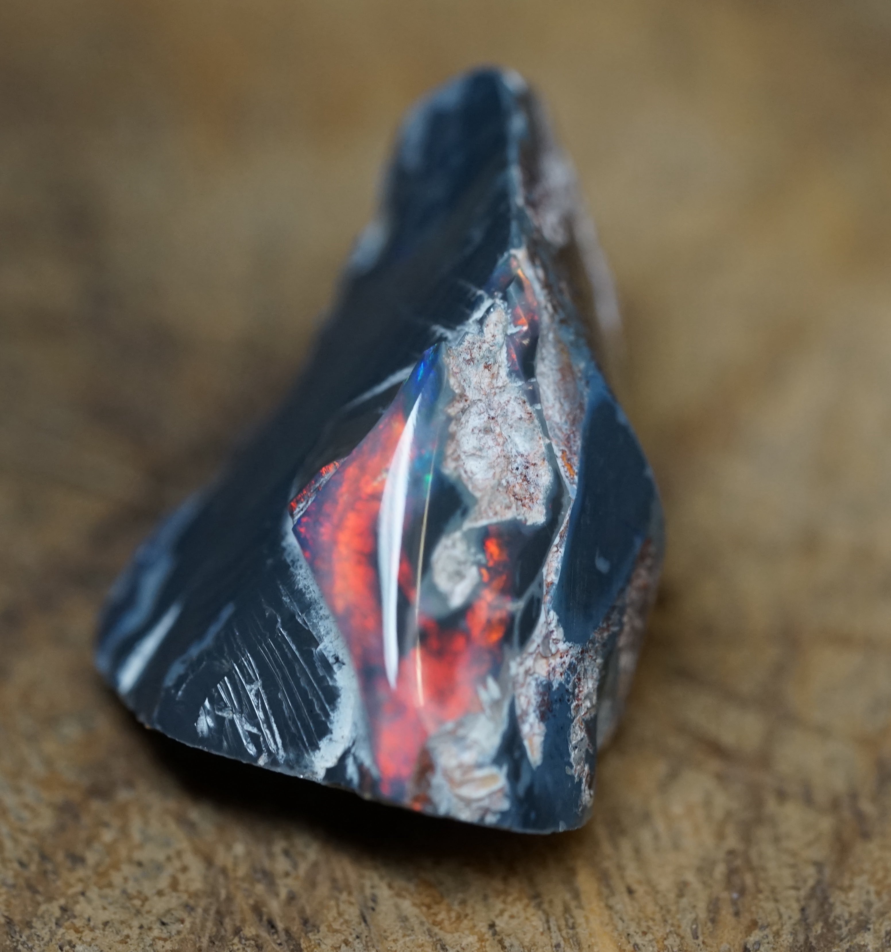 Lightning Ridge Specimen - Red on Black - 39 Carats. 0058
