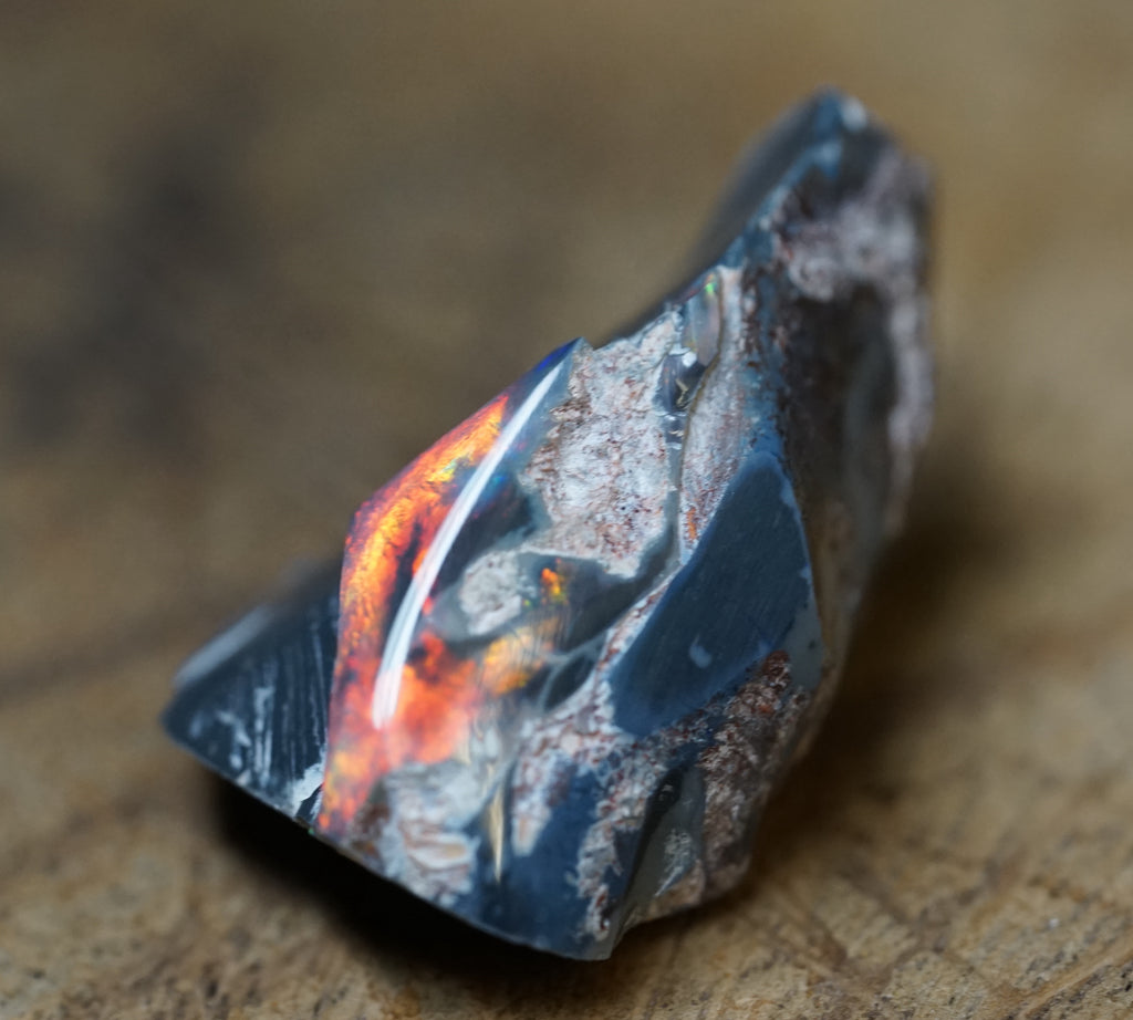 Lightning Ridge Specimen - Red on Black - 39 Carats. 0058