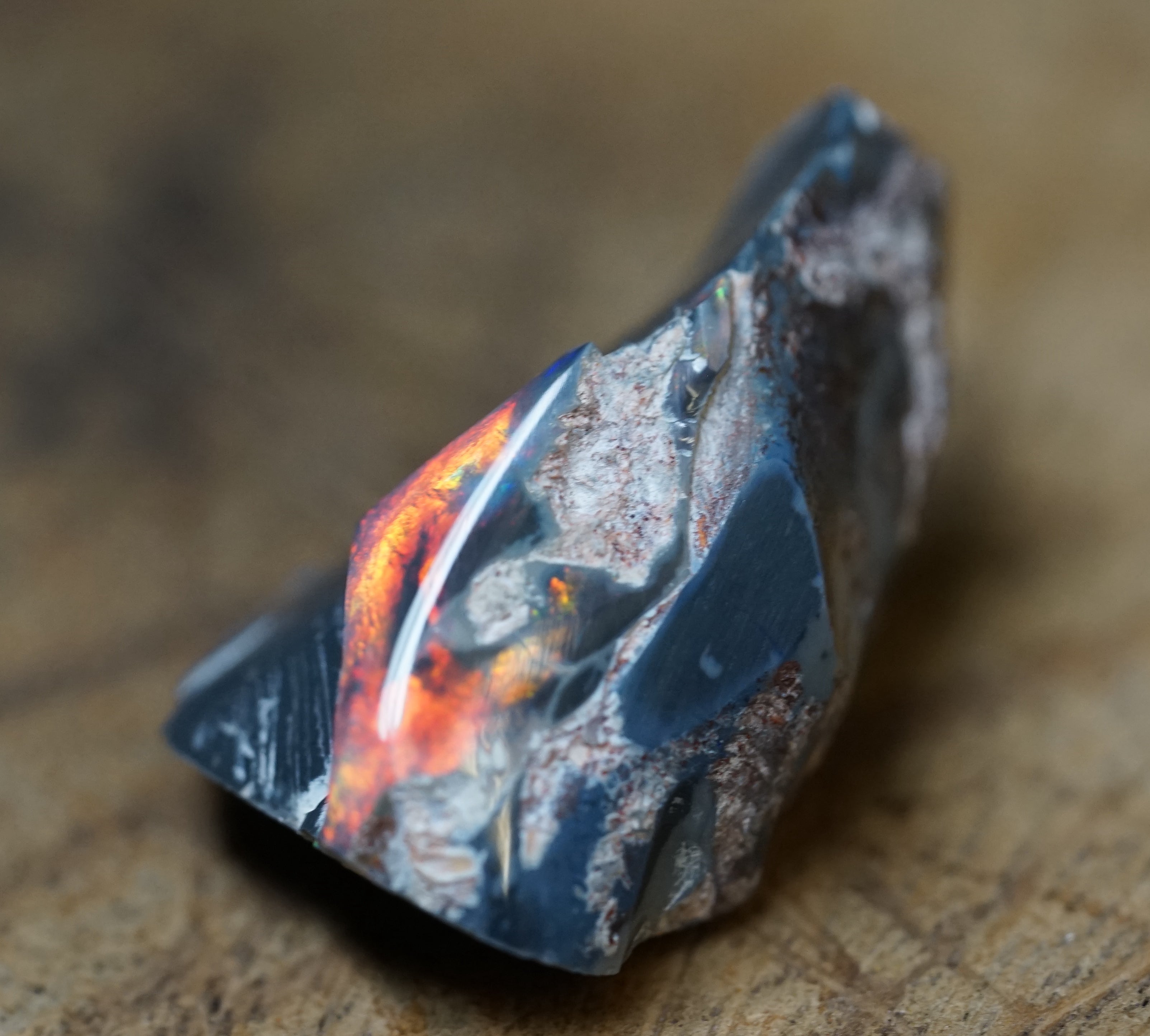 Lightning Ridge Specimen - Red on Black - 39 Carats. 0058