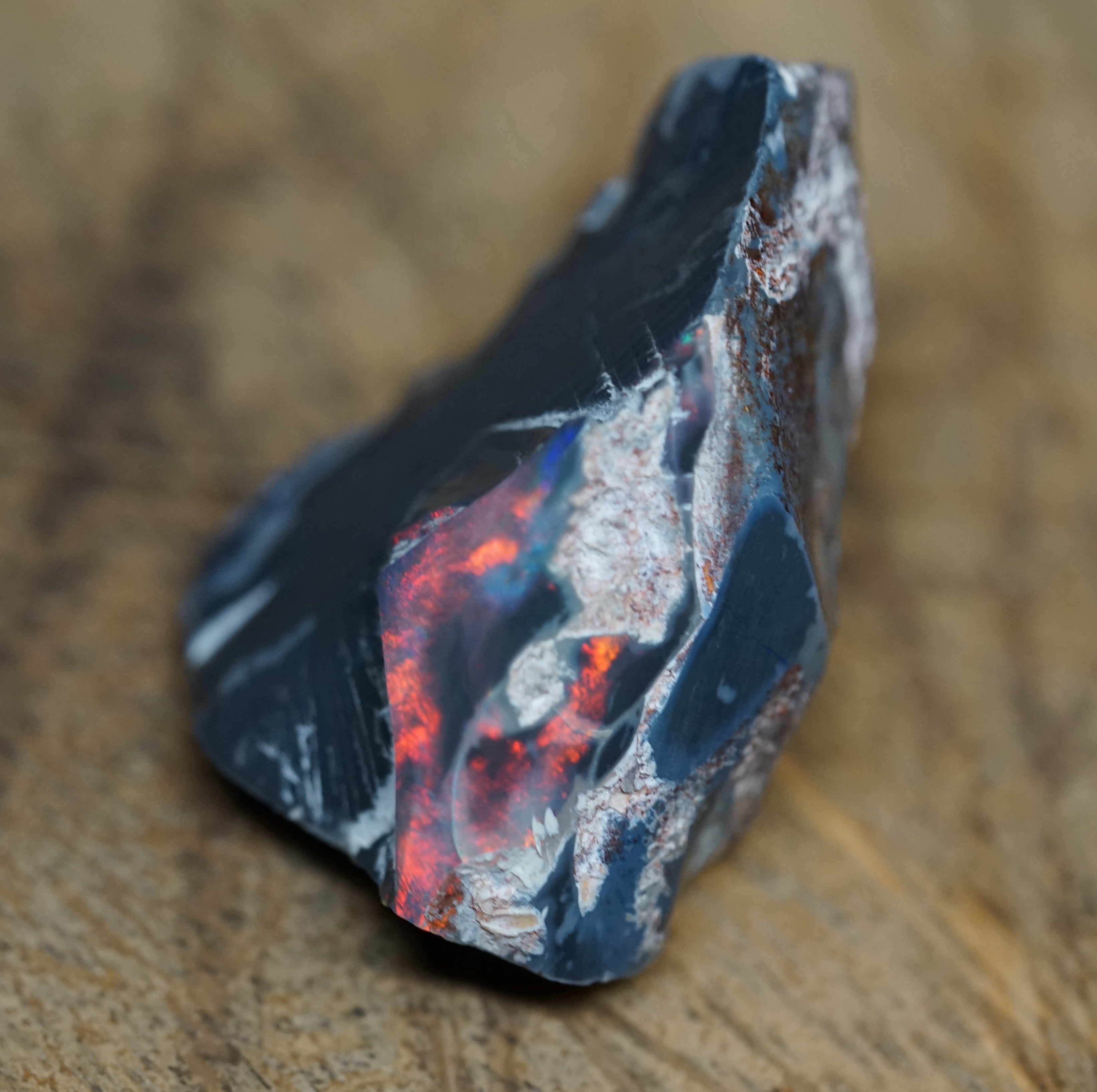 Lightning Ridge Specimen - Red on Black - 39 Carats. 0058