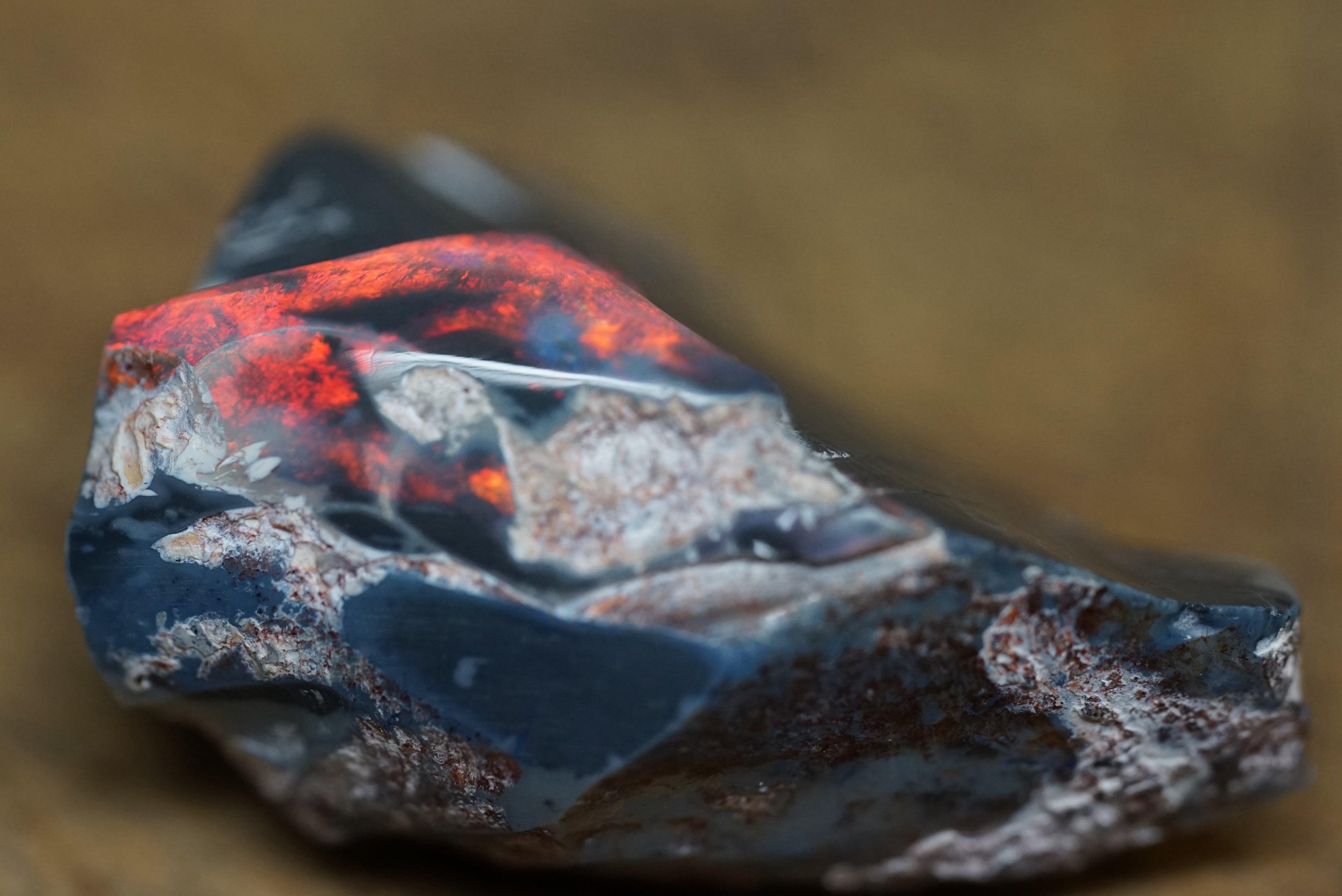 Lightning Ridge Specimen - Red on Black - 39 Carats. 0058