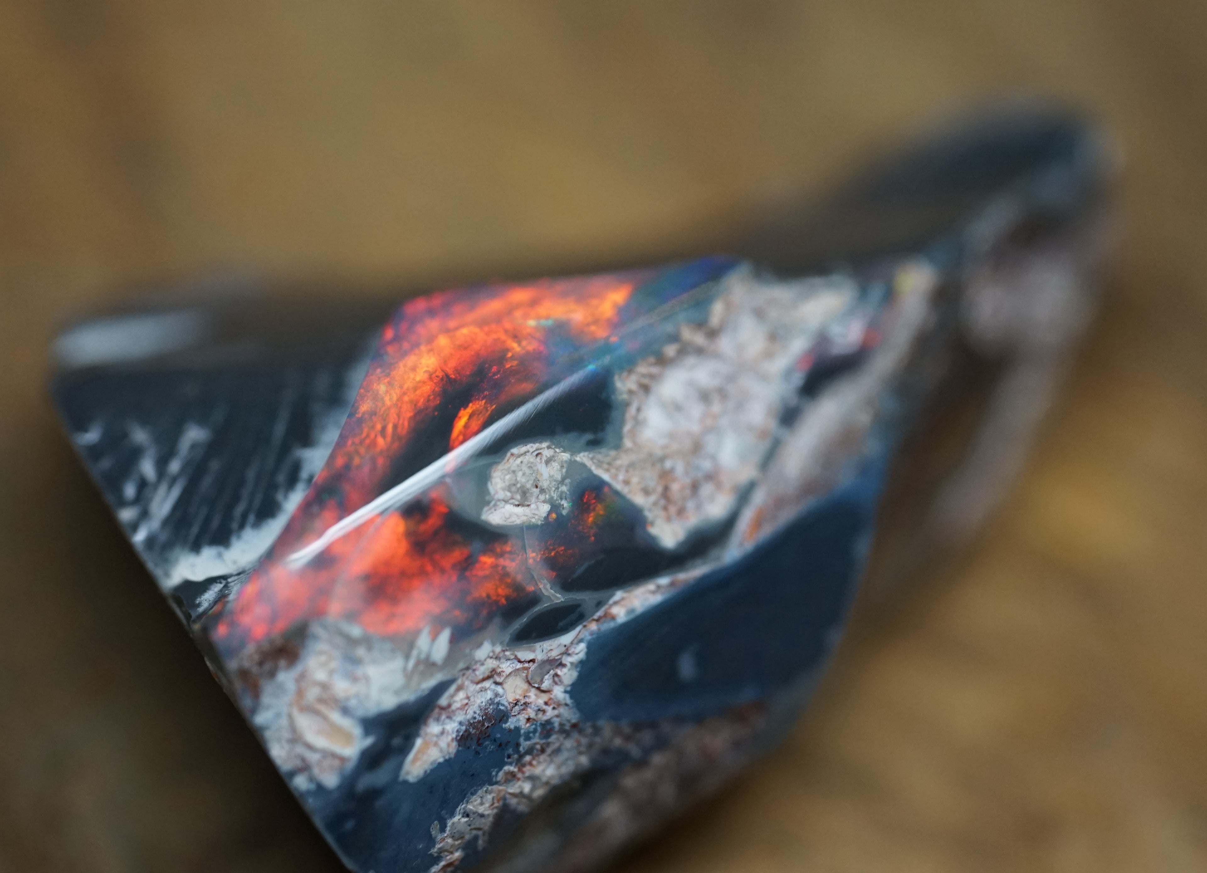 Lightning Ridge Specimen - Red on Black - 39 Carats. 0058