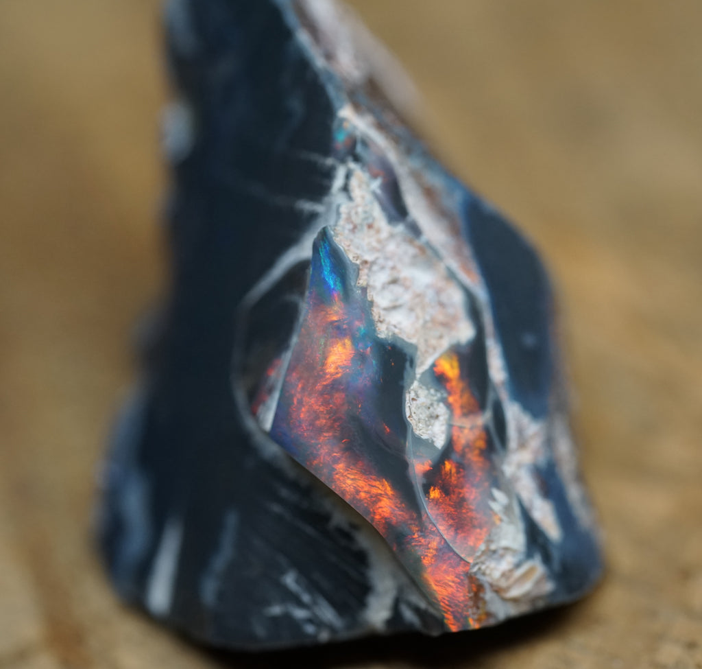 Lightning Ridge Specimen - Red on Black - 39 Carats. 0058